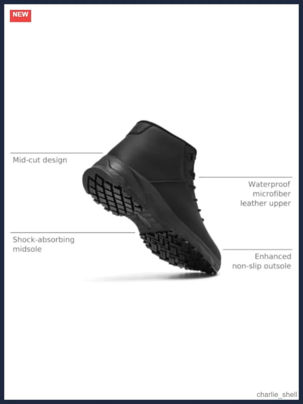 Men's Non Slip Work Boots Slip Resistant Faux Leather Water Resistant Ankle